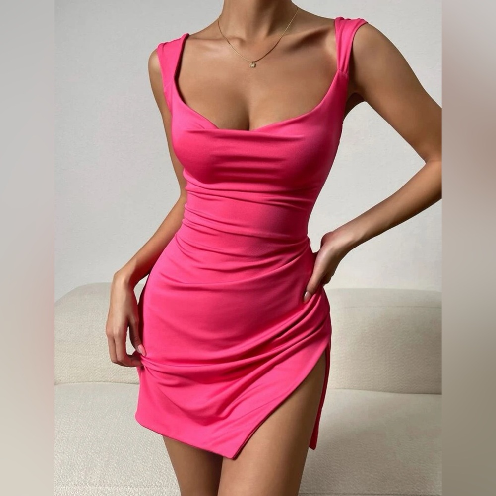 Hot Pink Multi Tie Mini Dress
